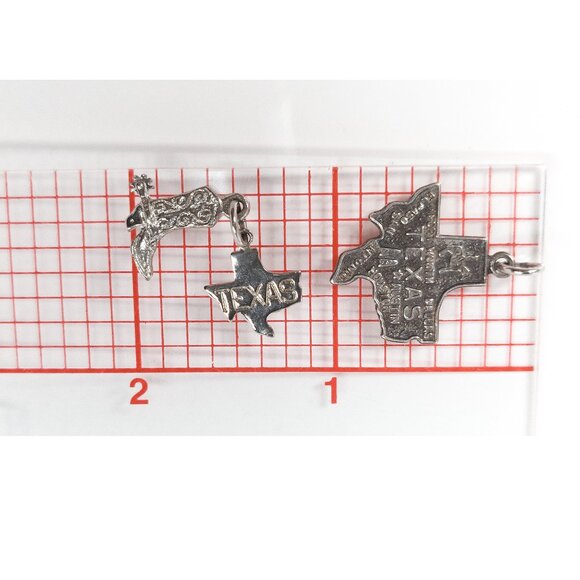 Vintage TEXAS Charm Set of 2 Sterling & Nickle Silver Travel Boot State 60s-70s - Picture 8 of 8